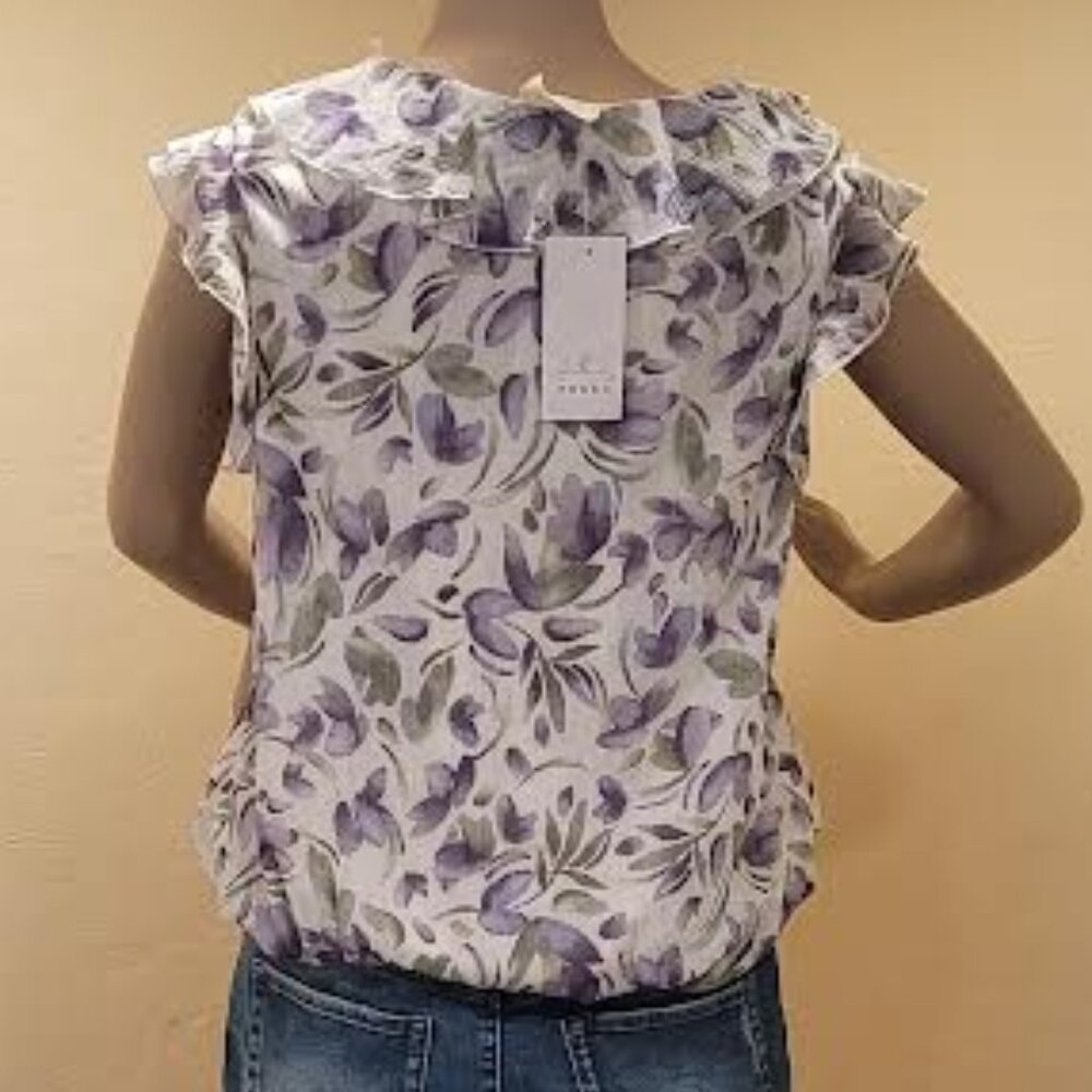 NWT Ember lilac and white v-neck with banded waist - Size Large - Picture 4 of 9